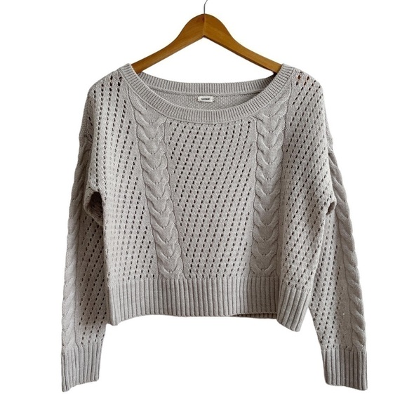 GARAGE Harlow Sweater Pointelle Cable Knit Dropped Shoulders - Picture 3 of 17